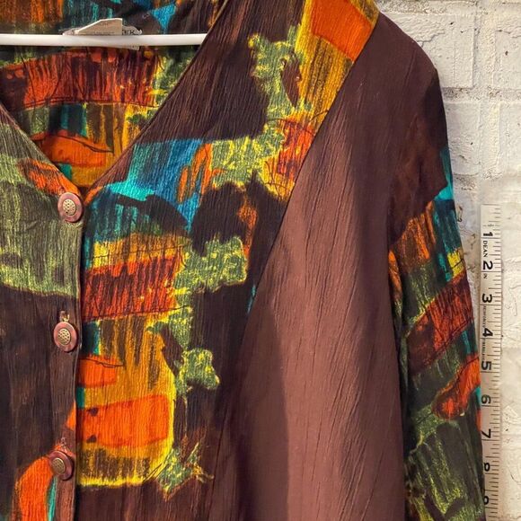 Vintage Cherry Creek 1X Abstract Print Button-Up Blouse - Picture 3 of 9